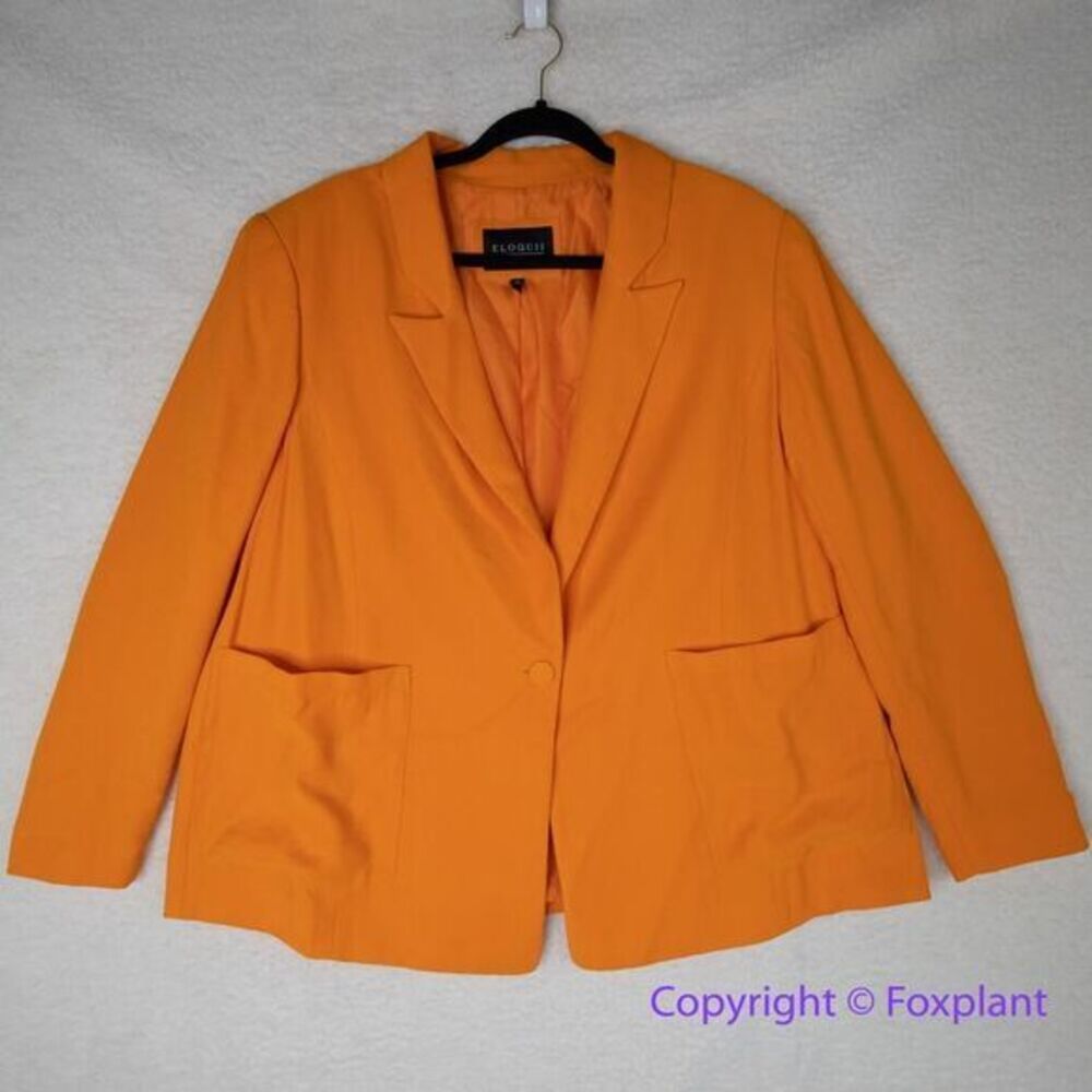 Eloquii Orange Long‎ Sleeve Blazer With Pockets Plus Size 14 - Picture 2 of 14
